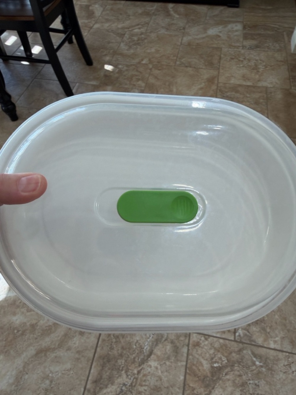 Clear Oval Food steamerContainer with Green Vent